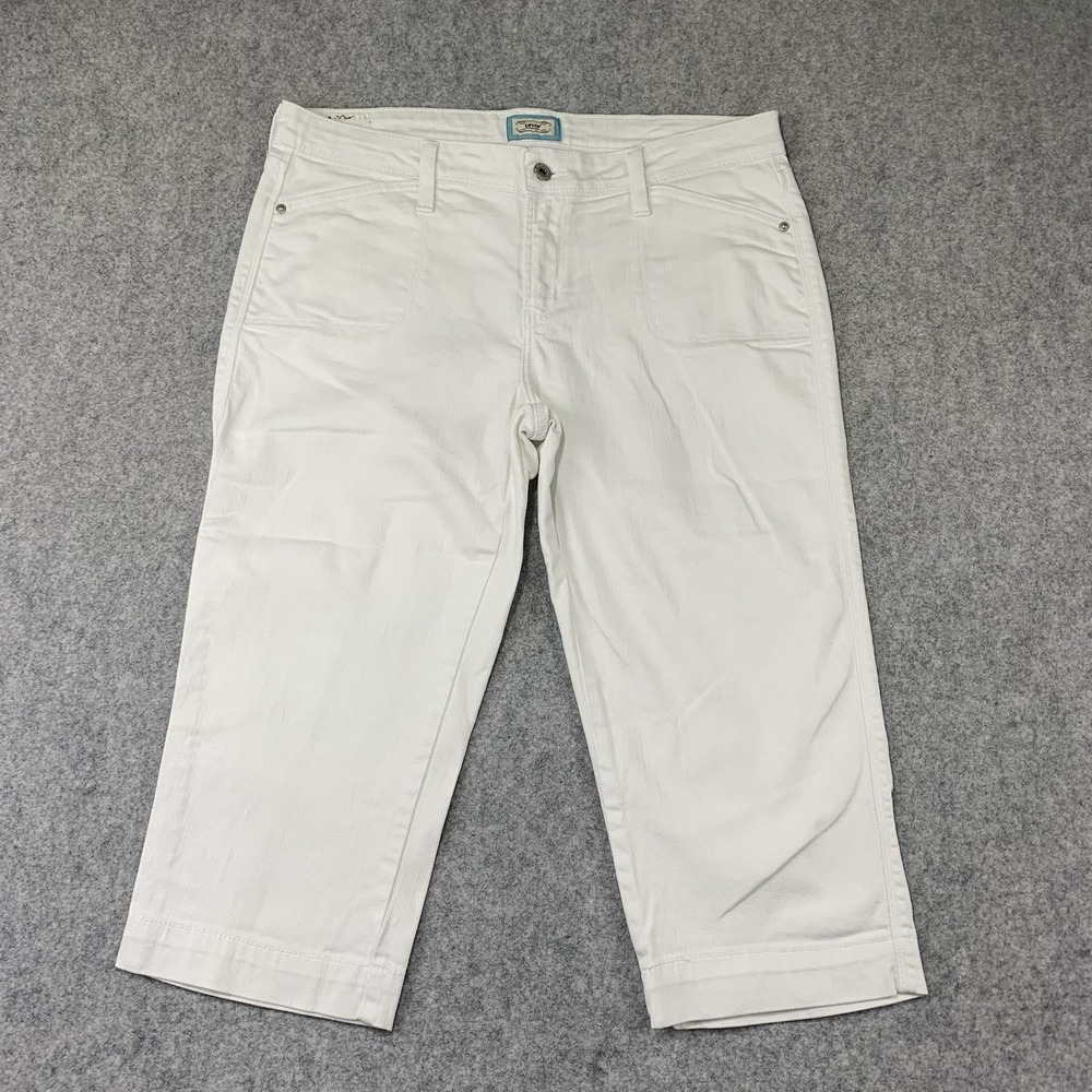 Vintage Levi's 545 Capri Jeans Women's Size 12 White Denim Tab